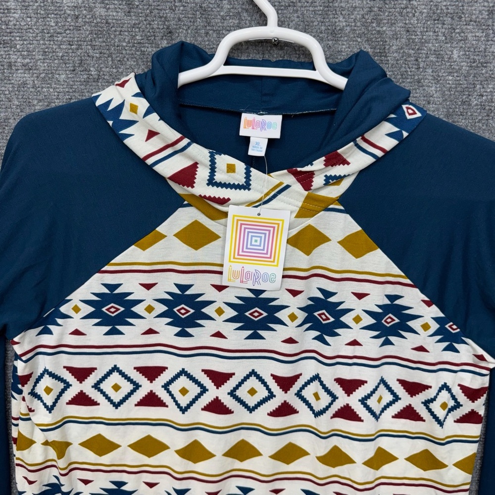 Lularoe Amber hooded shirt‎ top women's size XL aztec mid western design - Picture 5 of 14